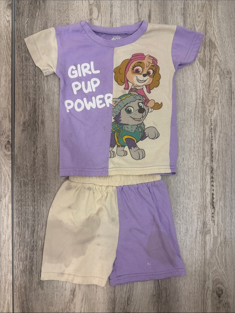Nickelodeon Paw PatrolGirl Pup Power Short Sleeve Pajama Set in Purple and Cream